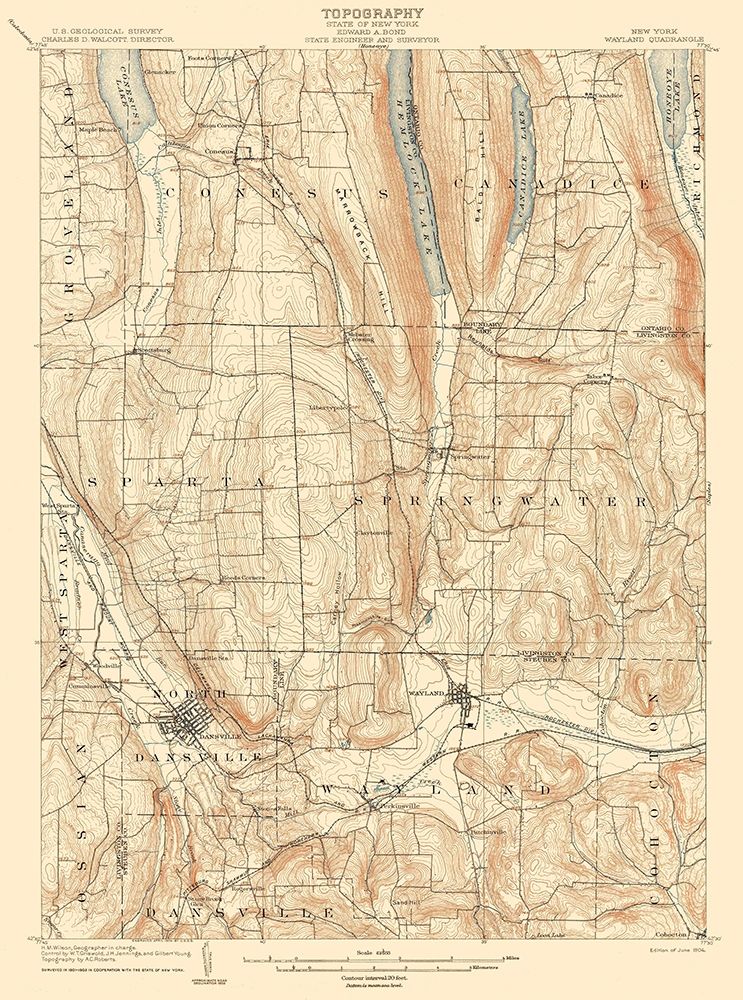 Wayland New York Quad - USGS 1904 art print by USGS for $57.95 CAD