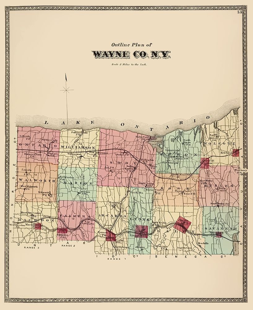 Wayne New York - Beers 1875 art print by Beers for $57.95 CAD