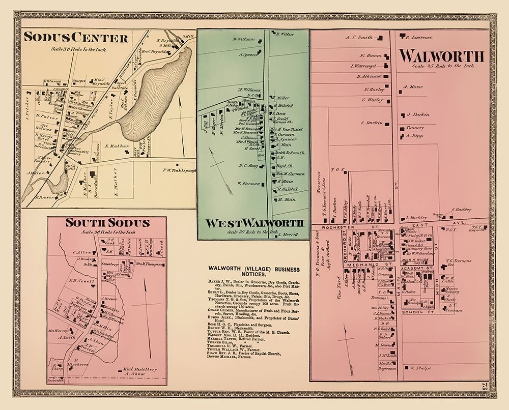 Walworth, West Walworth, Sodus New York Landowner art print by Beers for $57.95 CAD