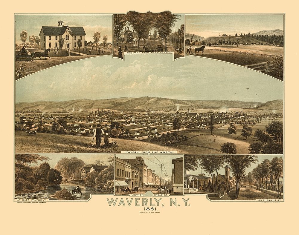 Waverly New York - Moray 1881 art print by Moray for $57.95 CAD