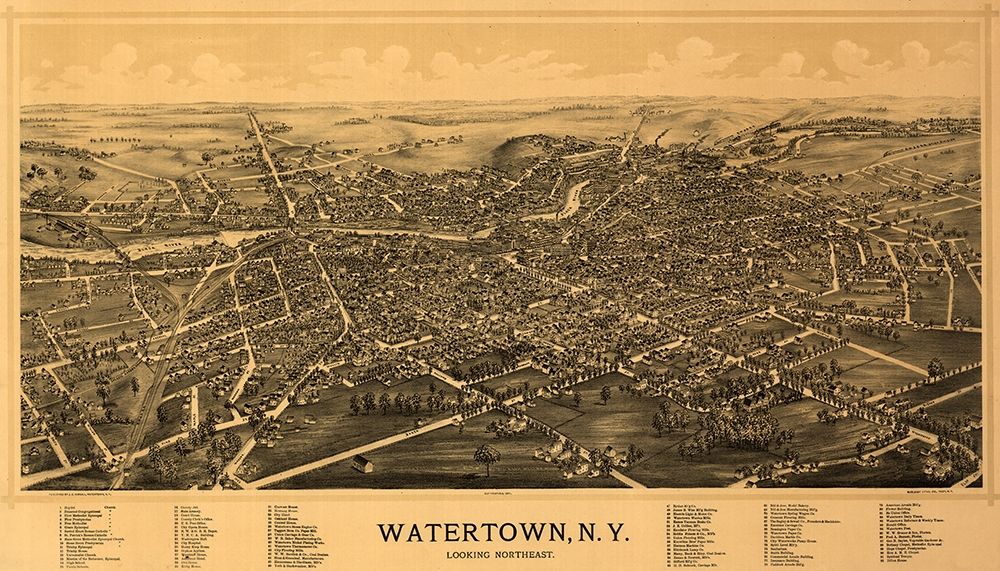 Watertown New York - Burleigh 1891 art print by Burleigh for $57.95 CAD