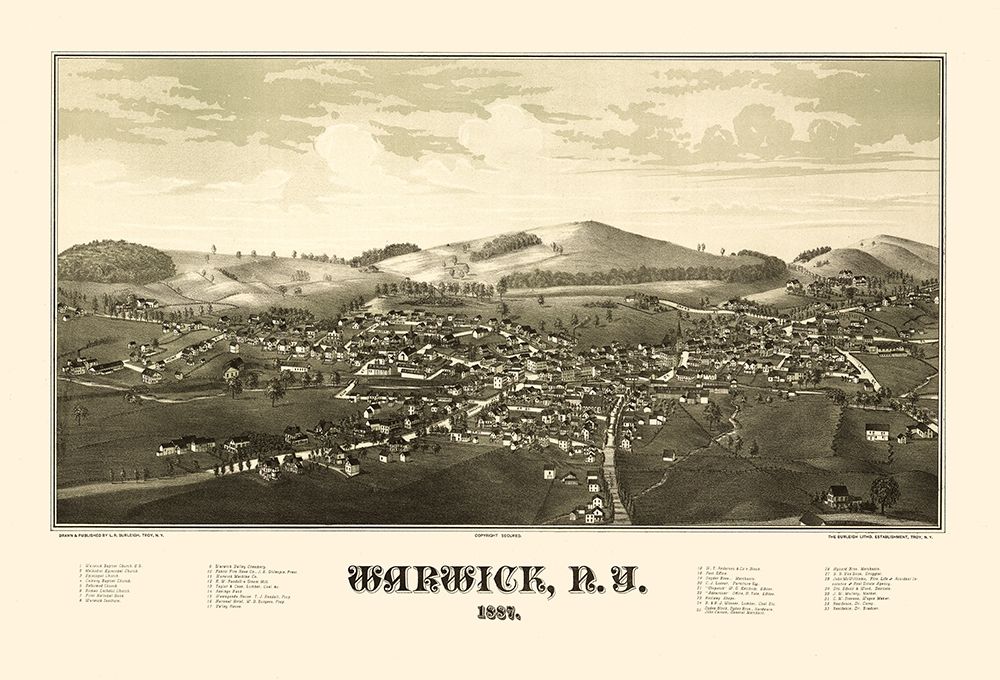 Warwick New York - Burleigh 1887 art print by Burleigh for $57.95 CAD