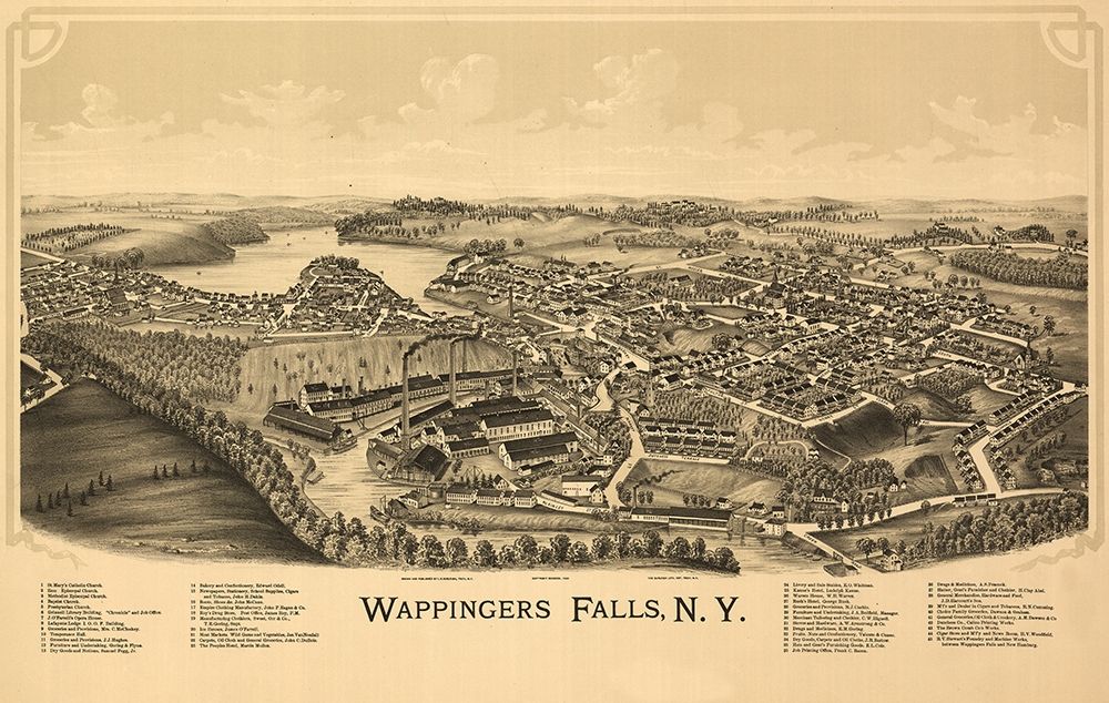 Wappingers Falls New York - Burleigh 1889 art print by Burleigh for $57.95 CAD