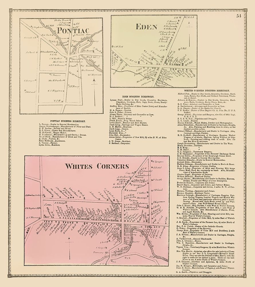 Pontiac, Eden, White Corners New York - Stone 1866 art print by Stone for $57.95 CAD