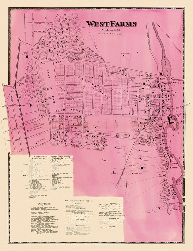 West Farms New York Landowner - Beers 1868 art print by Beers for $57.95 CAD