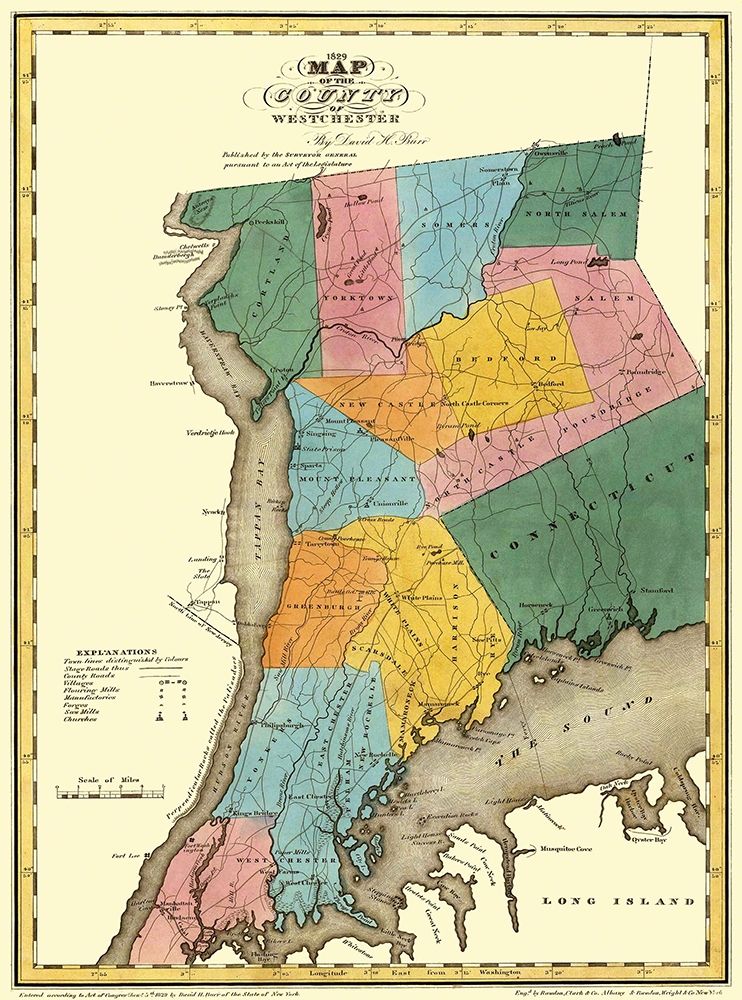 Westchester New York Landowner - Burr 1829 art print by Burr for $57.95 CAD