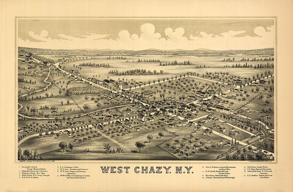 West Chazy New York - Burleigh 1899 art print by Fausel for $57.95 CAD