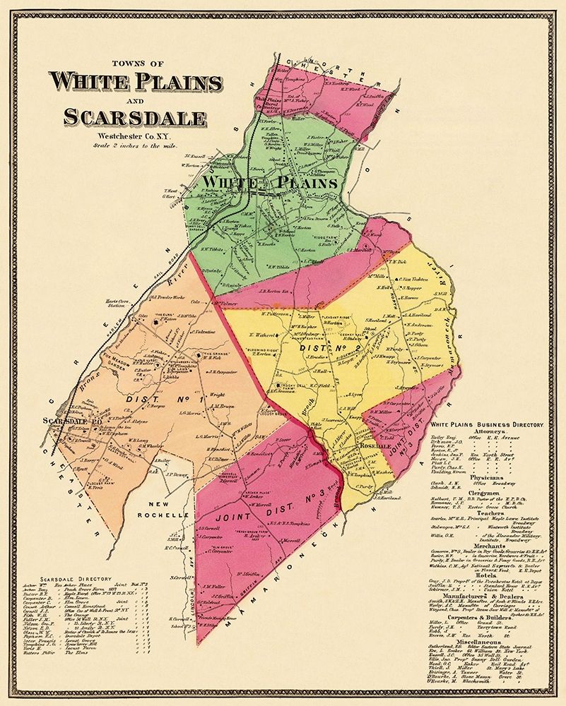 White Plains, Scarsdale New York Landowner art print by Beers for $57.95 CAD