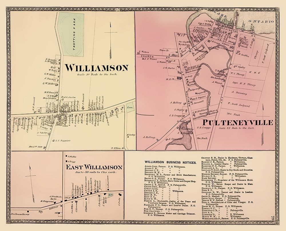 Williamson, Pulteneyville New York Landowner art print by Beers for $57.95 CAD