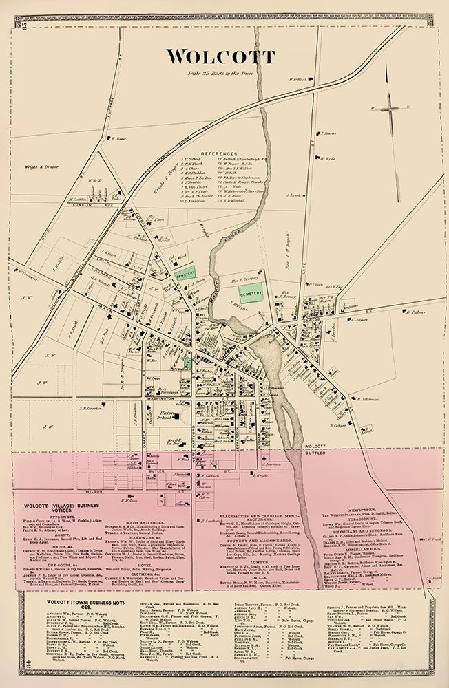 Wolcott New York Landowner - Beers 1874 art print by Beers for $57.95 CAD