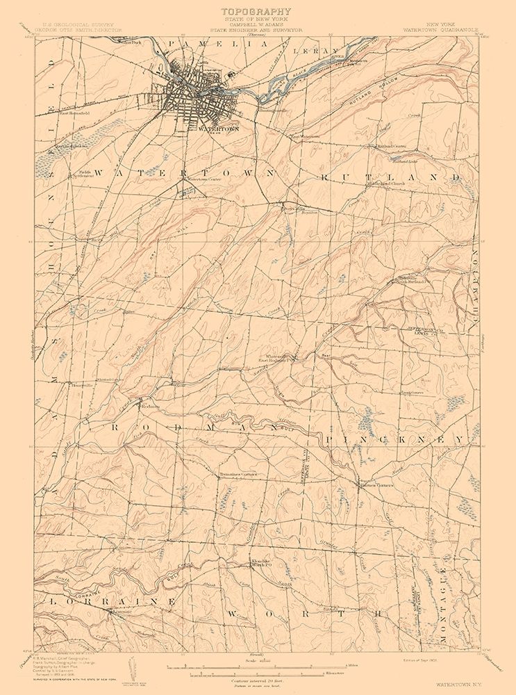 Watertown New York Quad - USGS 1909 art print by USGS for $57.95 CAD
