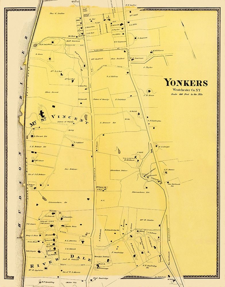 Yonkers, Central New York Landowner - Beers 1868 art print by Beers for $57.95 CAD