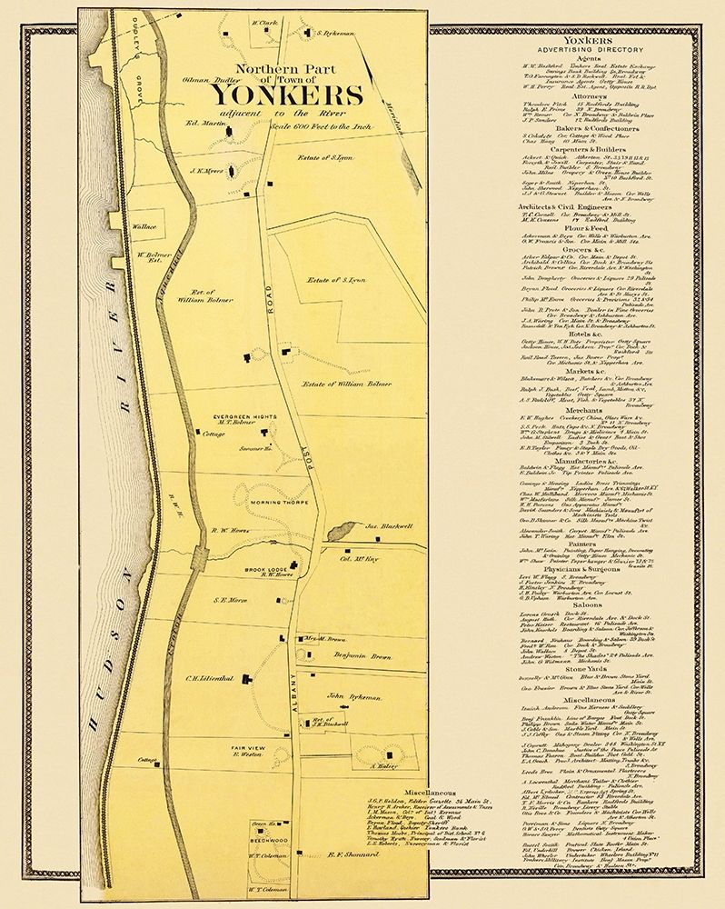 Yonkers, Northern New York Landowner - Beers 1868 art print by Beers for $57.95 CAD