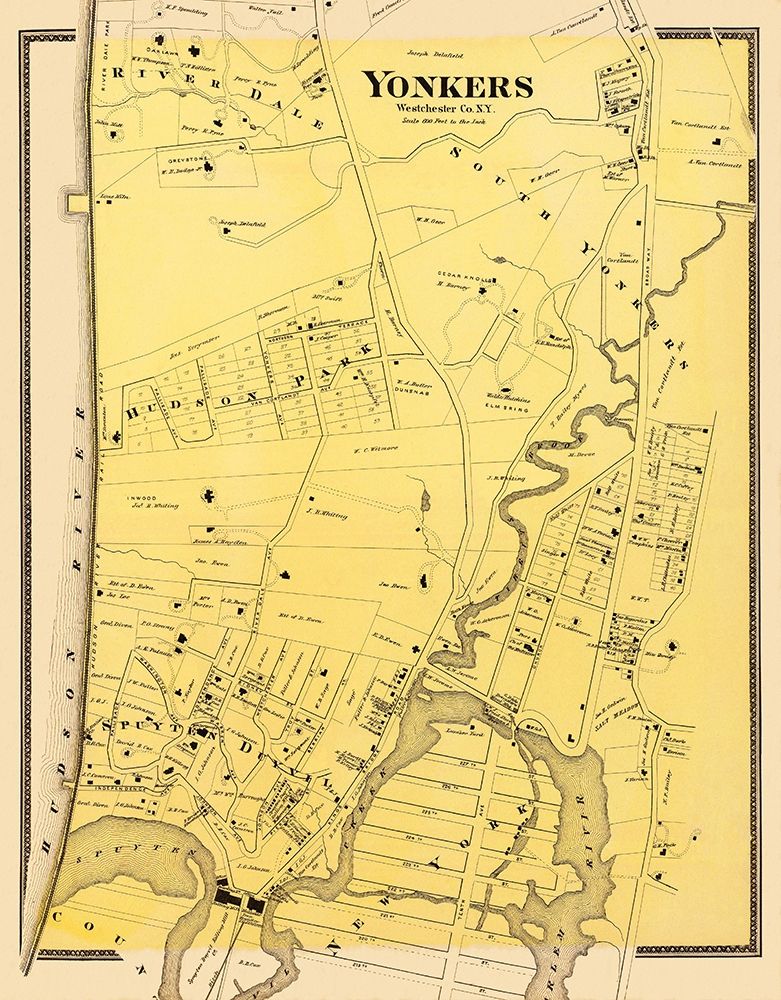 Yonkers, Southern New York Landowner - Beers 1868 art print by Beers for $57.95 CAD