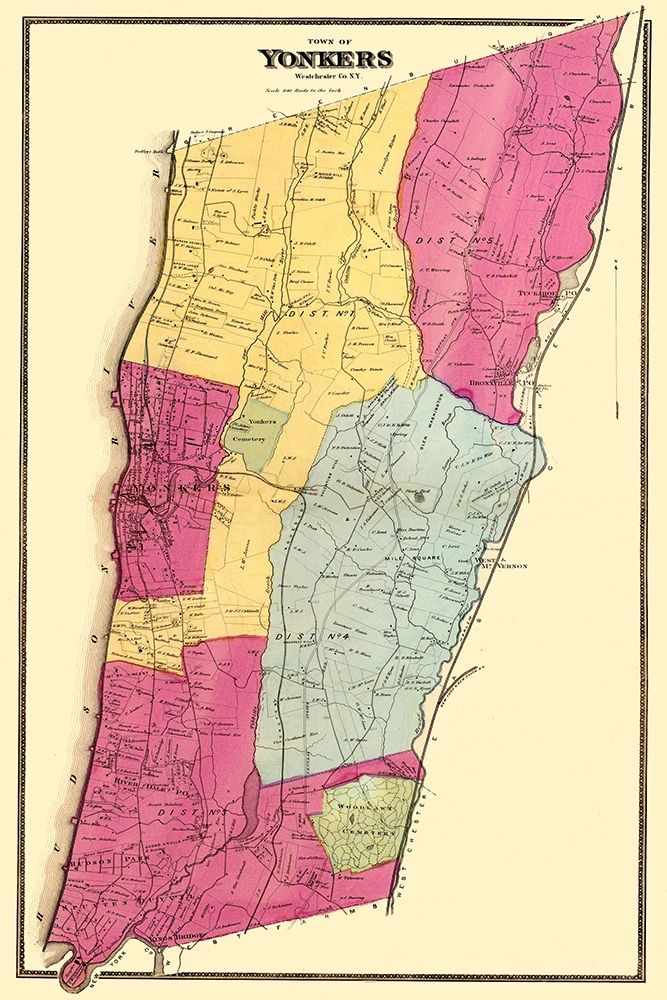 Yonkers New York Landowner - Beers 1868 art print by Beers for $57.95 CAD