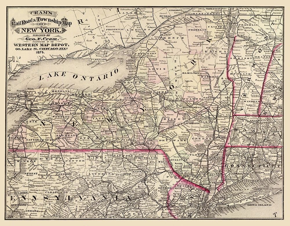 New York - Cram 1875 art print by Cram for $57.95 CAD