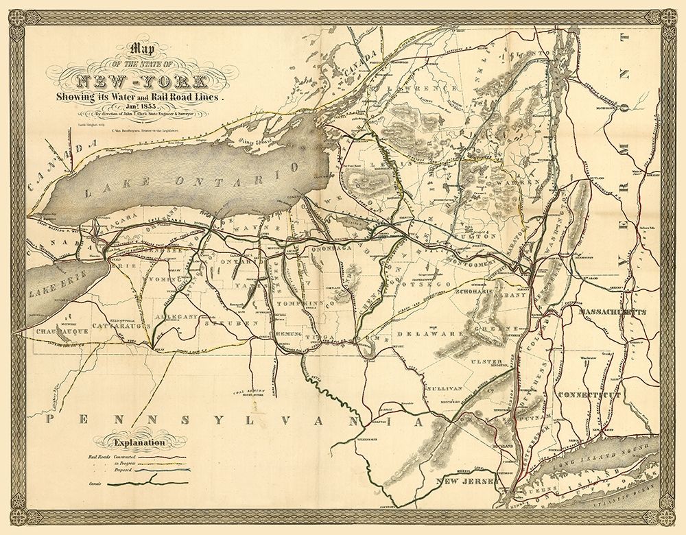 New York Railroads- Clark 1855 art print by Clark for $57.95 CAD
