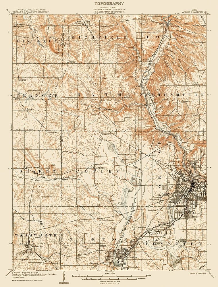Akron Ohio Quad - USGS 1905 art print by USGS for $57.95 CAD