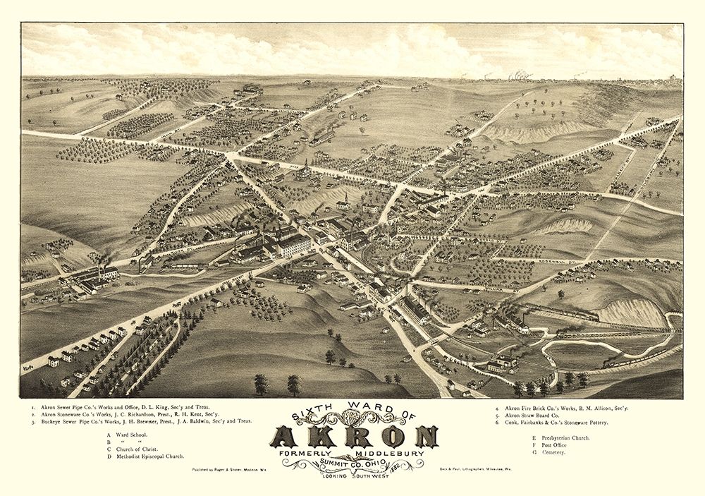 Akron Ohio - Stoner 1882 art print by Stoner for $57.95 CAD
