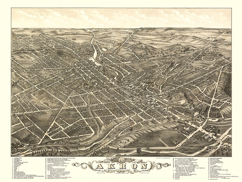 Akron Ohio - Stoner 1882 art print by Stoner for $57.95 CAD