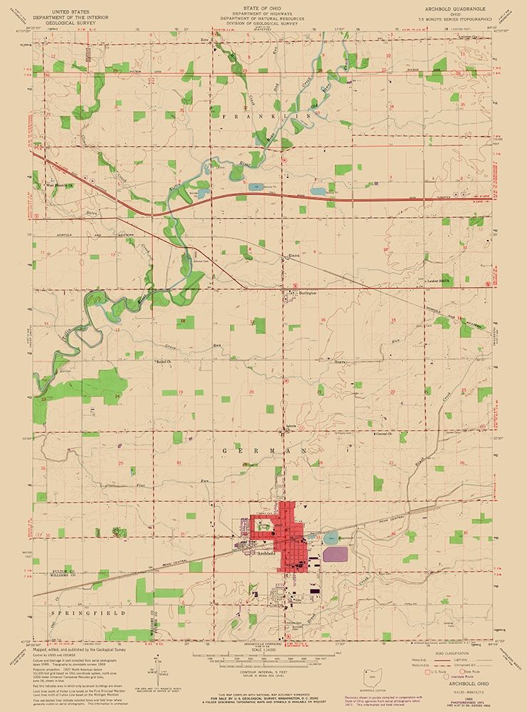 Archbold Ohio Quad - USGS 1959 art print by USGS for $57.95 CAD