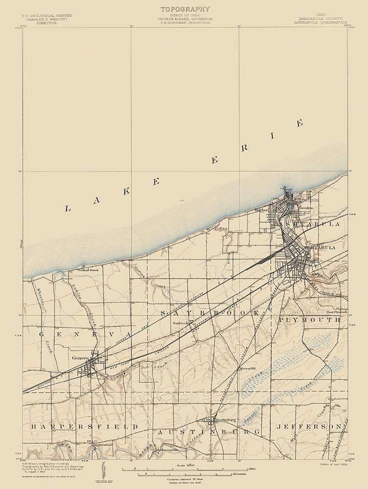 Ashtabula Ohio Quad - USGS 1905 art print by USGS for $57.95 CAD