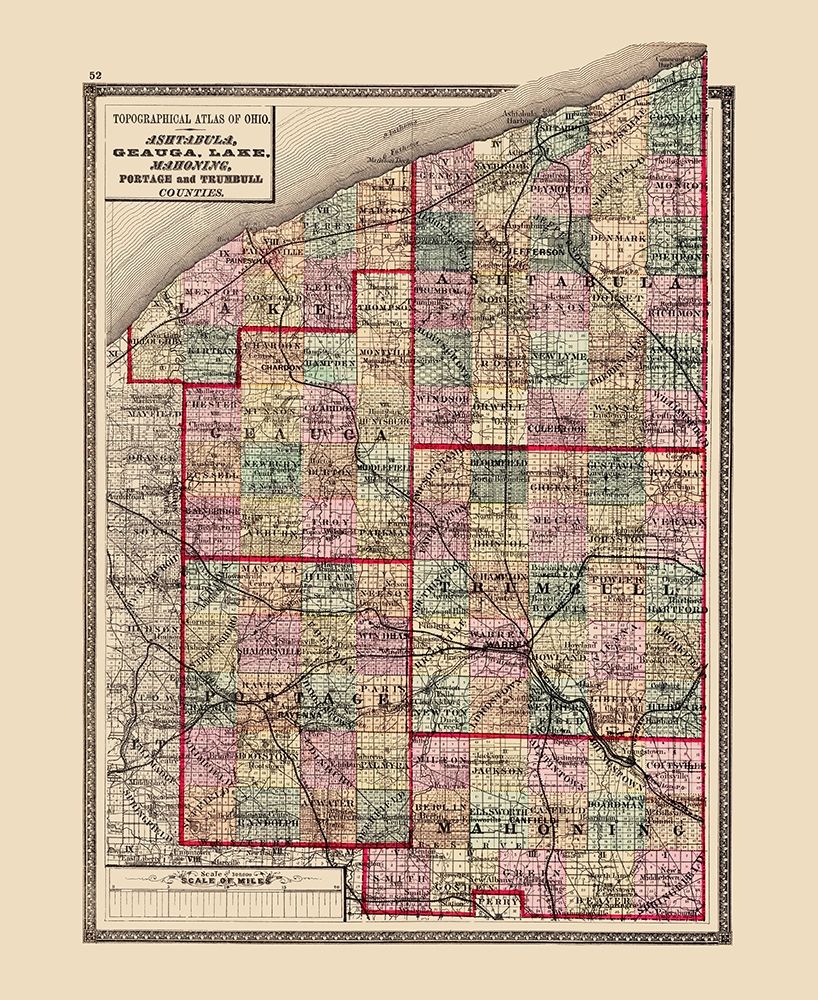 Ashtabula Geauga Lake Mahoning Portage Ohio art print by Walling for $57.95 CAD