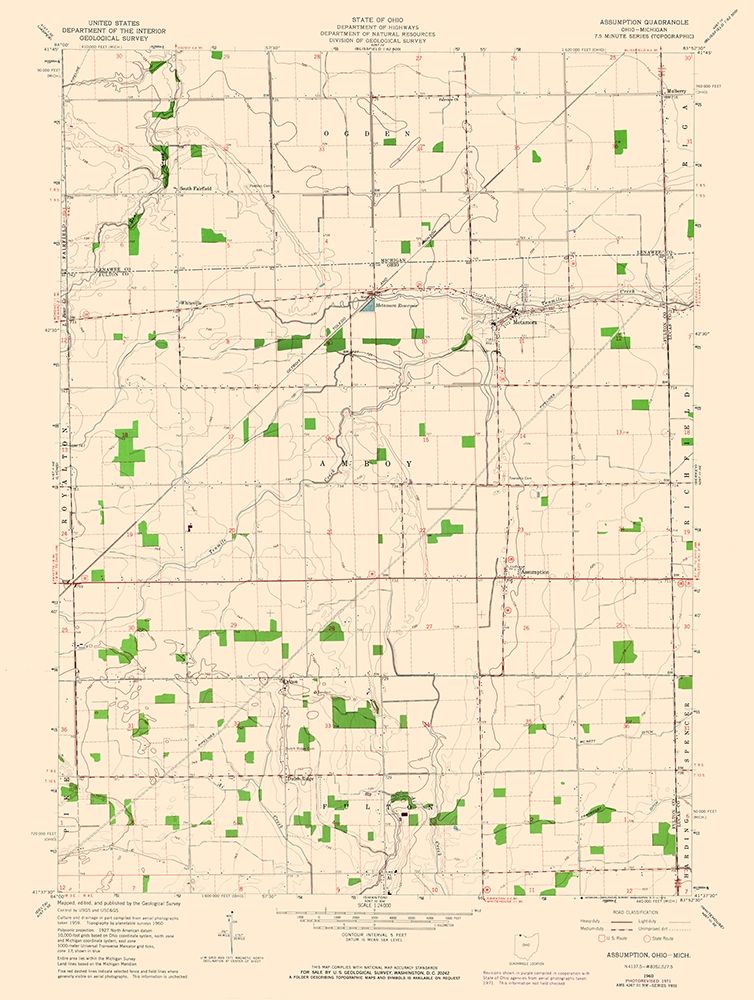 Assumption Ohio Quad - USGS 1960 art print by USGS for $57.95 CAD