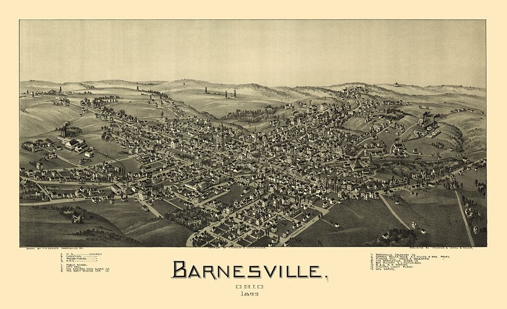 Barnesville Ohio - Fowler 1899 art print by Fowler for $57.95 CAD