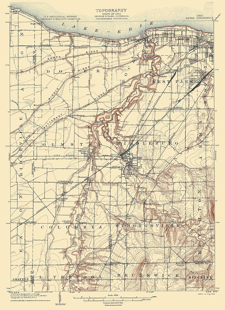 Berea Ohio Quad - USGS 1904 art print by USGS for $57.95 CAD