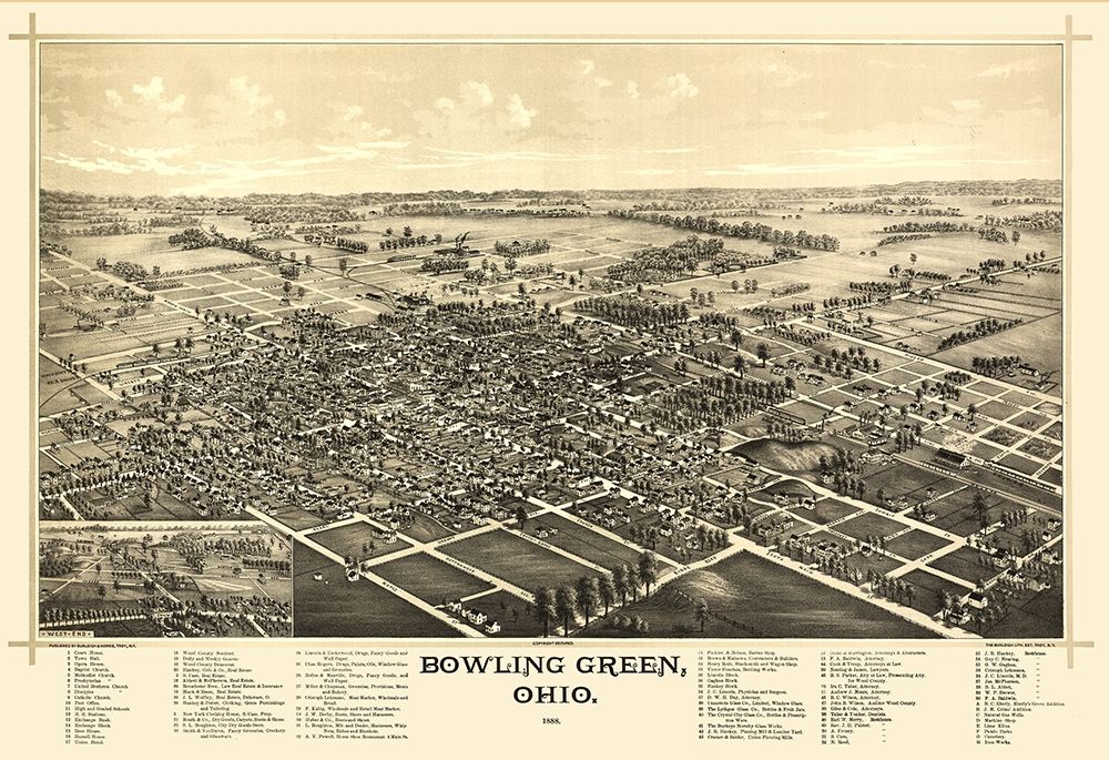 Bowling Green Ohio - Norris 1888 art print by Norris for $57.95 CAD