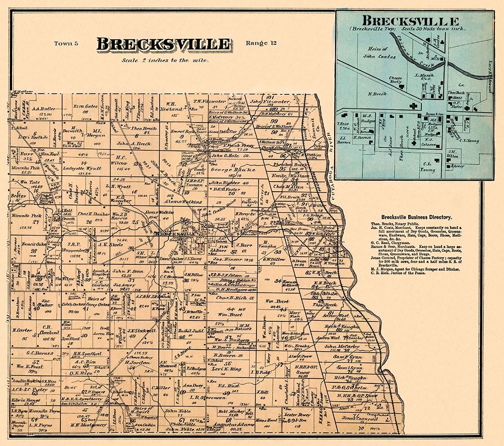 Brecksville Ohio Landowner - Titus 1874- 26 x 23 art print by Titus for $57.95 CAD