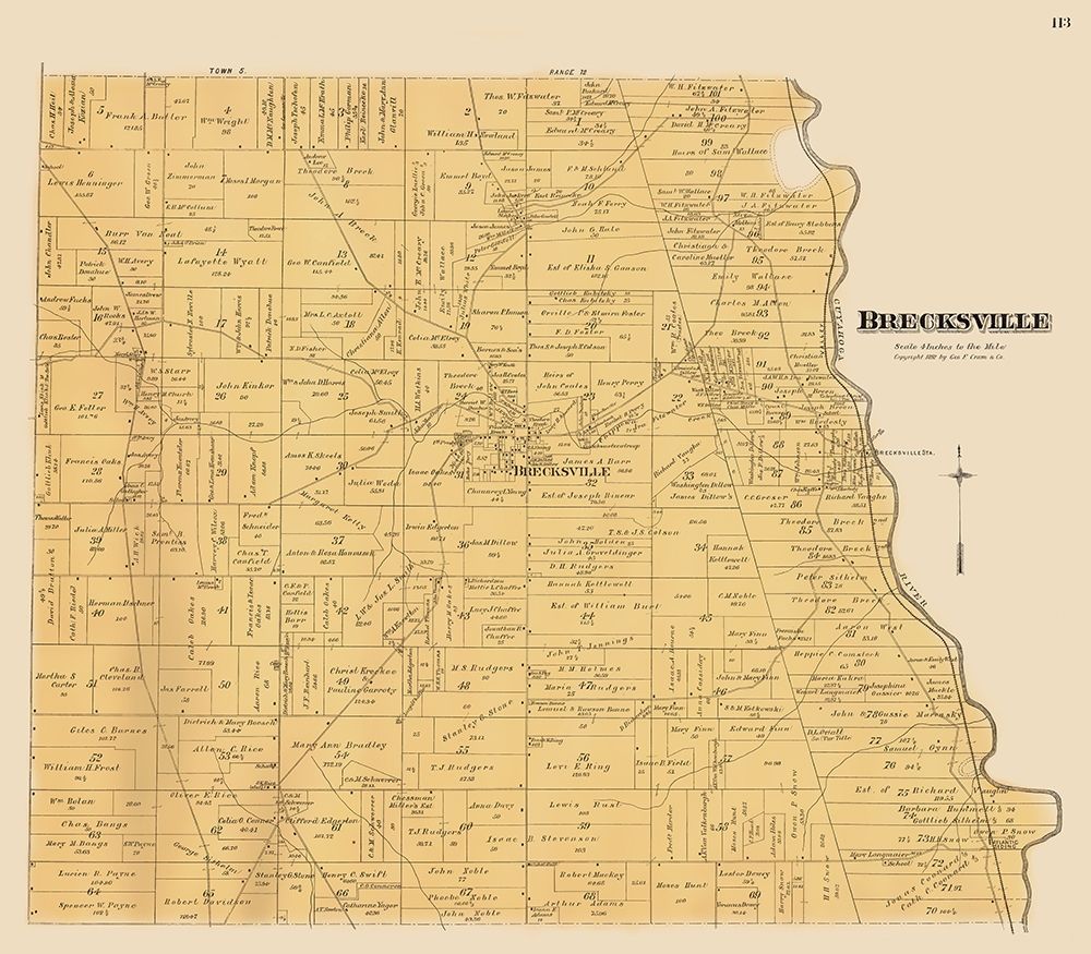 Brecksville Ohio Landowner - Cram 1892 art print by Cram for $57.95 CAD