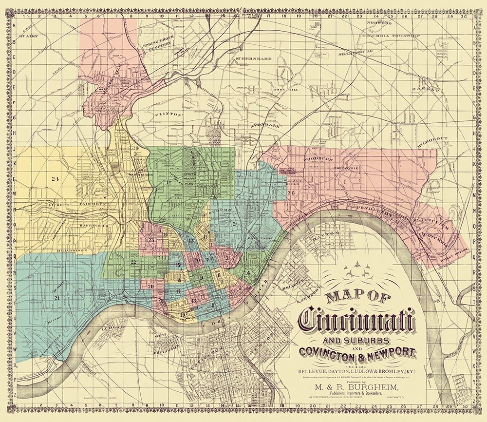 Cincinnati, Suburbs Ohio - Burgheim 1870 art print by Burgheim for $57.95 CAD