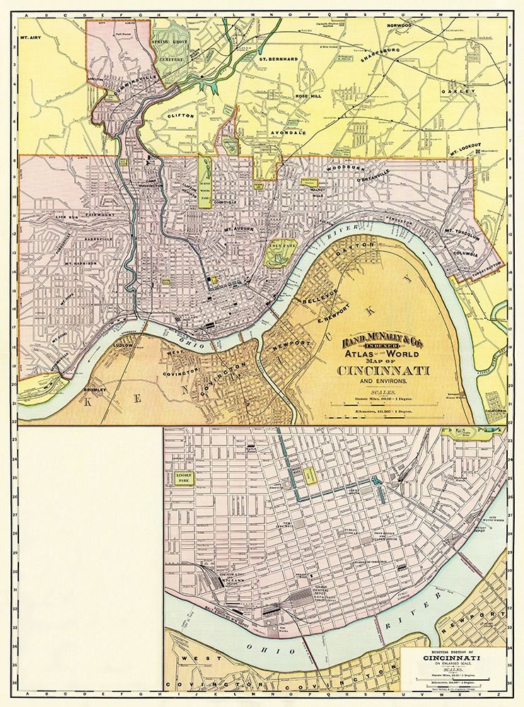 Cincinatti Ohio - Rand McNally 1897 art print by Rand McNally for $57.95 CAD