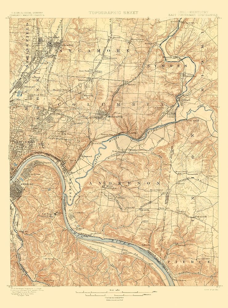 Cincinnati East Ohio Kentucky Quad - USGS 1900 art print by USGS for $57.95 CAD