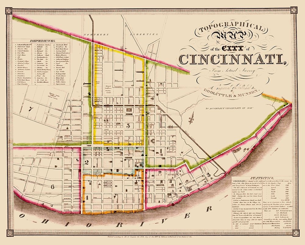 Cincinatti Ohio - Doolittle 1871 art print by Doolittle for $57.95 CAD