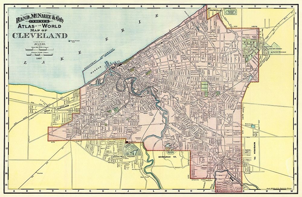Cleveland Ohio - Rand McNally 1897 art print by Rand McNally for $57.95 CAD