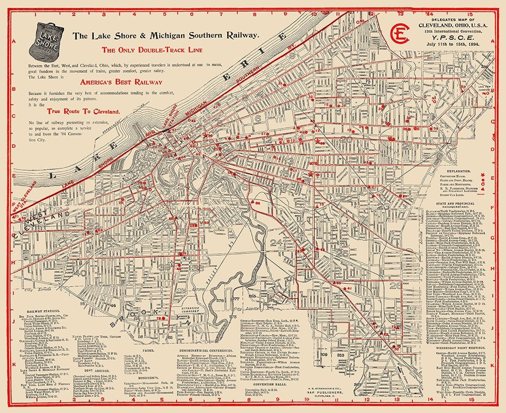 Cleveland Ohio Railways - Stranahan Co 1894 art print by Stranahan for $57.95 CAD
