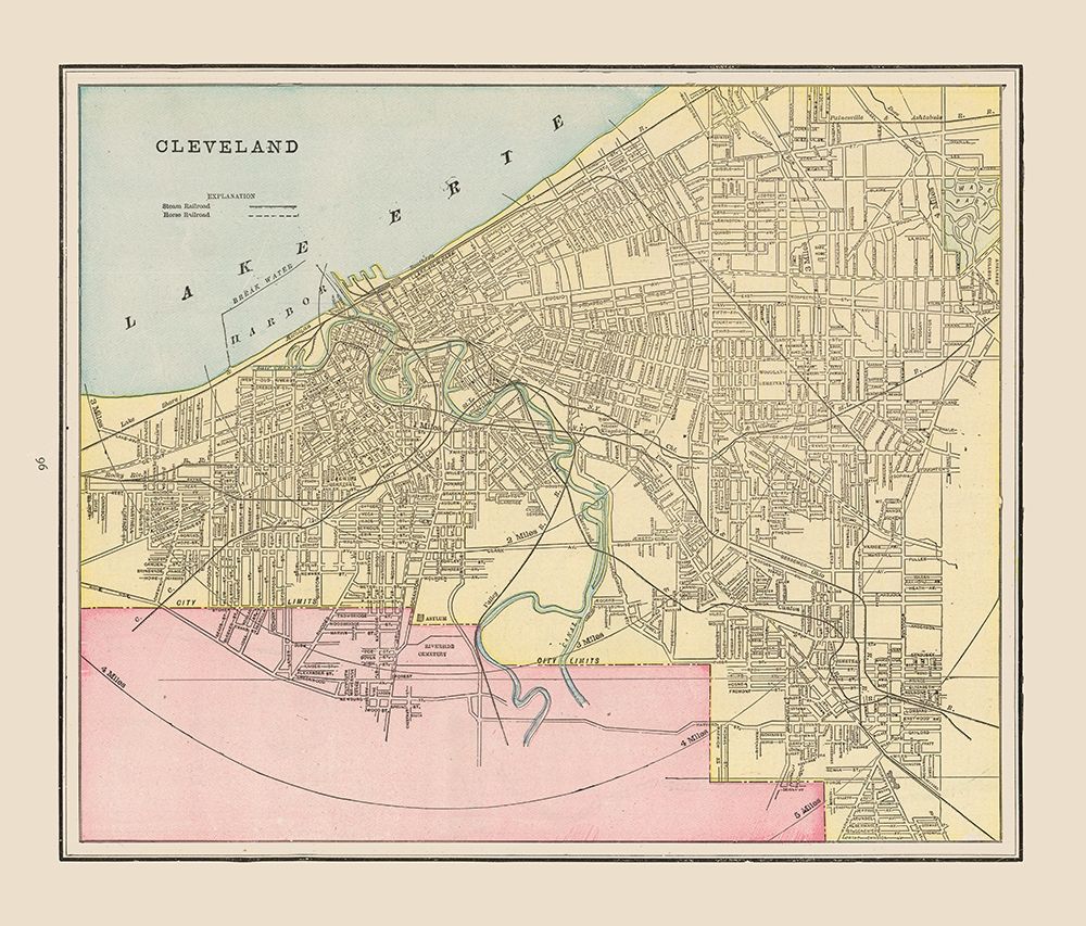 Cleveland  Ohio  - Cram 1892 art print by Cram for $57.95 CAD