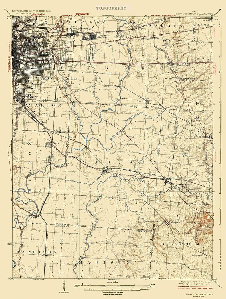 Coloumbus East Ohio Quad - USGS 1925 art print by USGS for $57.95 CAD