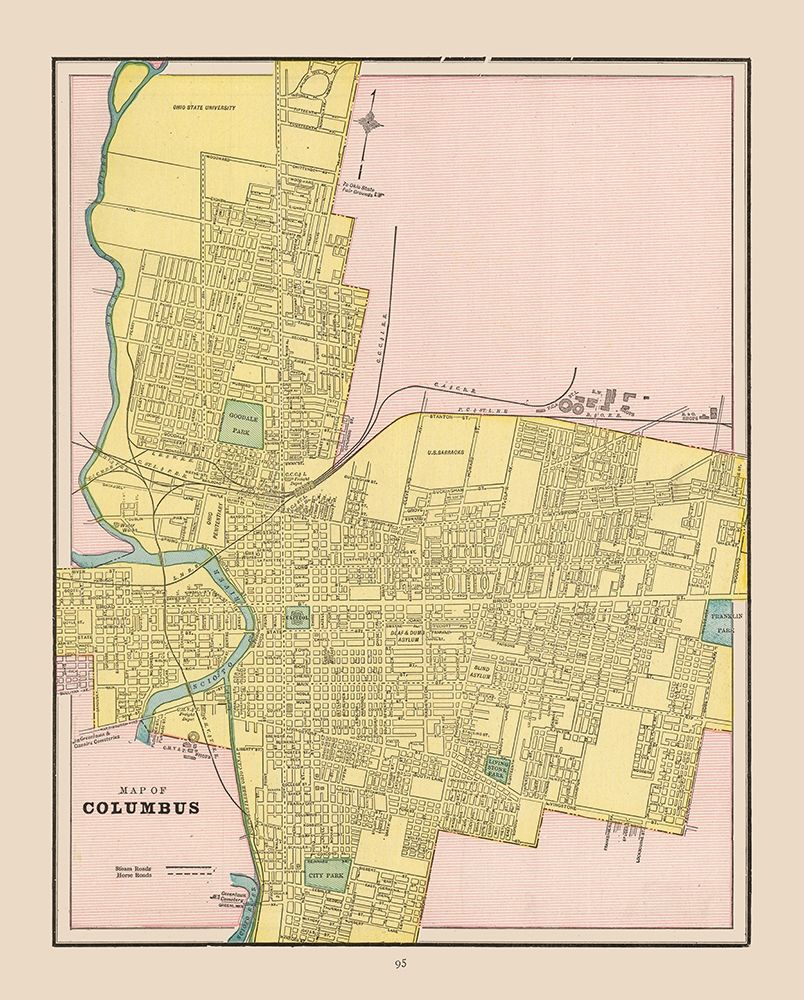 Columbus  Ohio  - Cram 1892 art print by Cram for $57.95 CAD