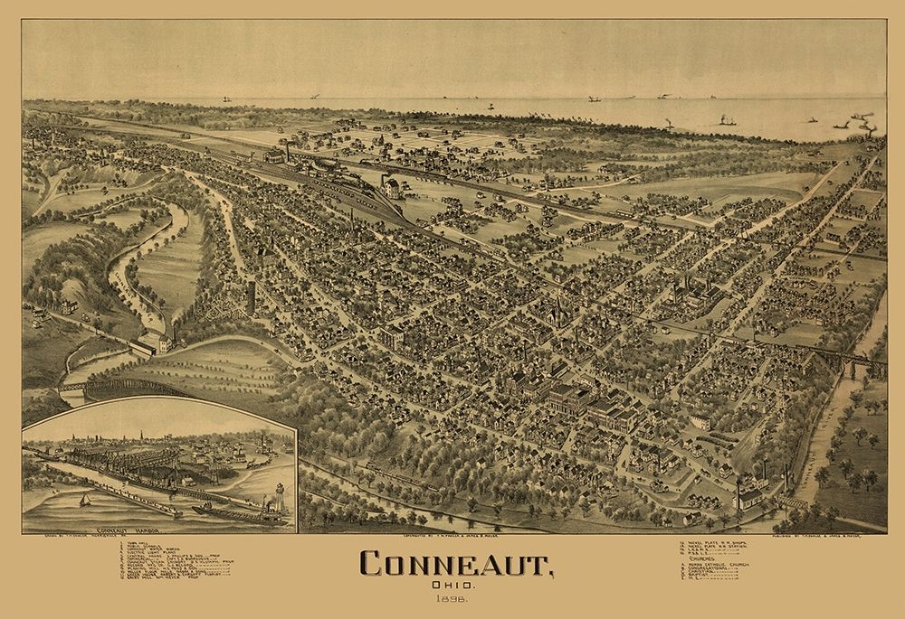 Conneaut Ohio - Fowler 1896 art print by Fowler for $57.95 CAD