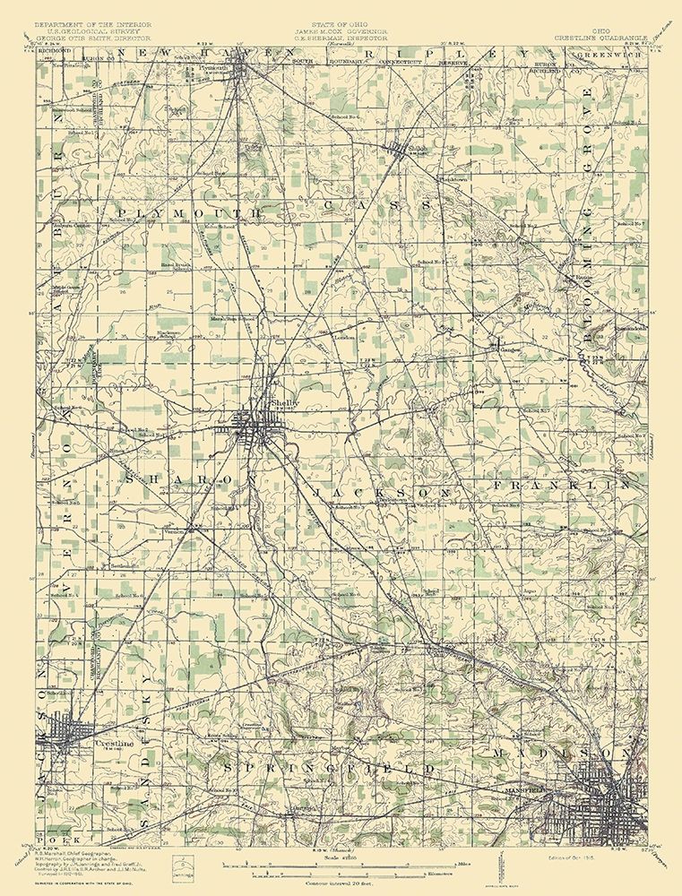 Crestline Ohio Quad - USGS 1915 art print by USGS for $57.95 CAD