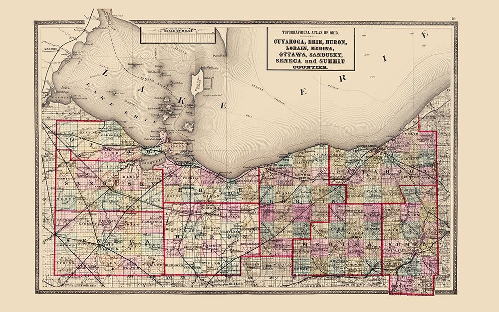 Ohio  North Ohio - Walling 1872 art print by Walling for $57.95 CAD