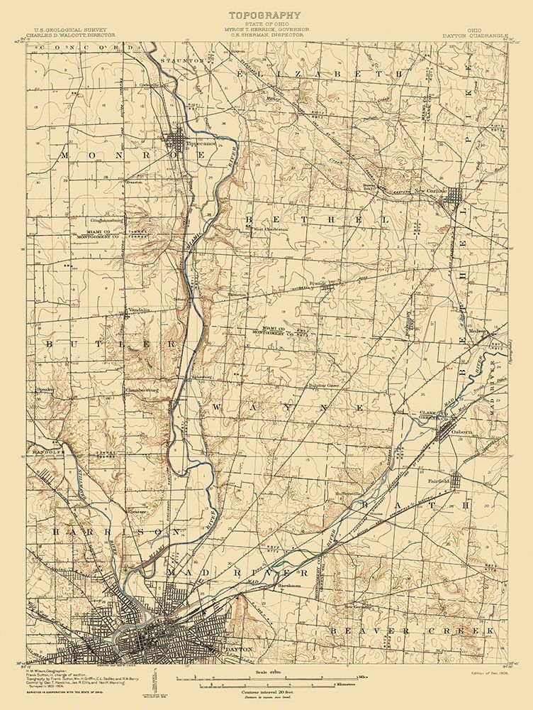 Dayton Ohio Quad - USGS 1906 art print by USGS for $57.95 CAD