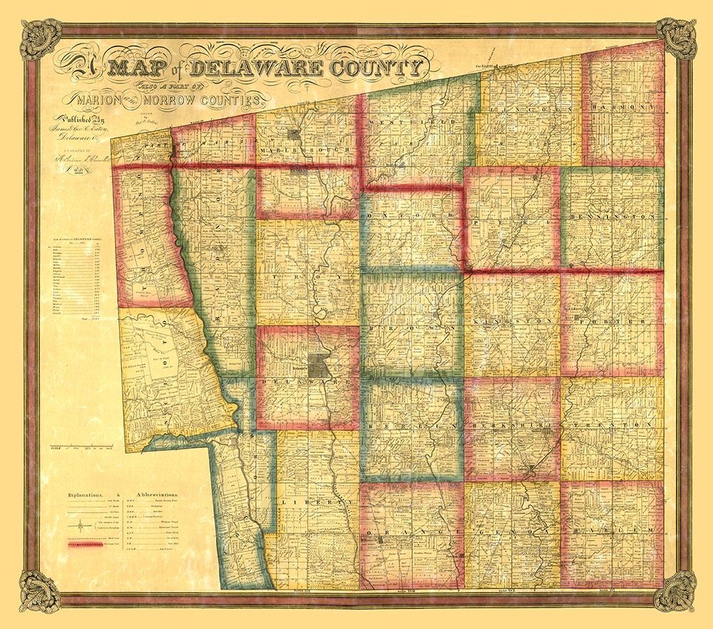 Delaware County Ohio - Eaton 1849 art print by Eaton for $57.95 CAD