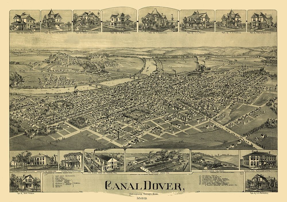 Dover Ohio - Downs 1899 art print by Downs for $57.95 CAD