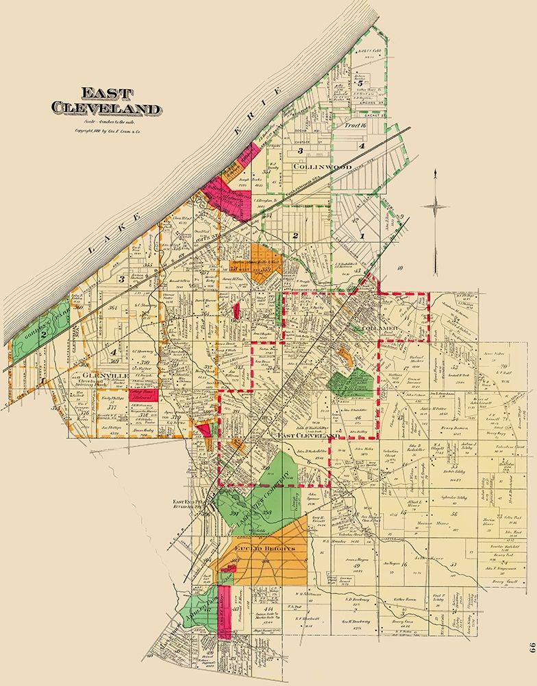 East Cleveland Ohio Landowner - Cram 1892 art print by Cram for $57.95 CAD