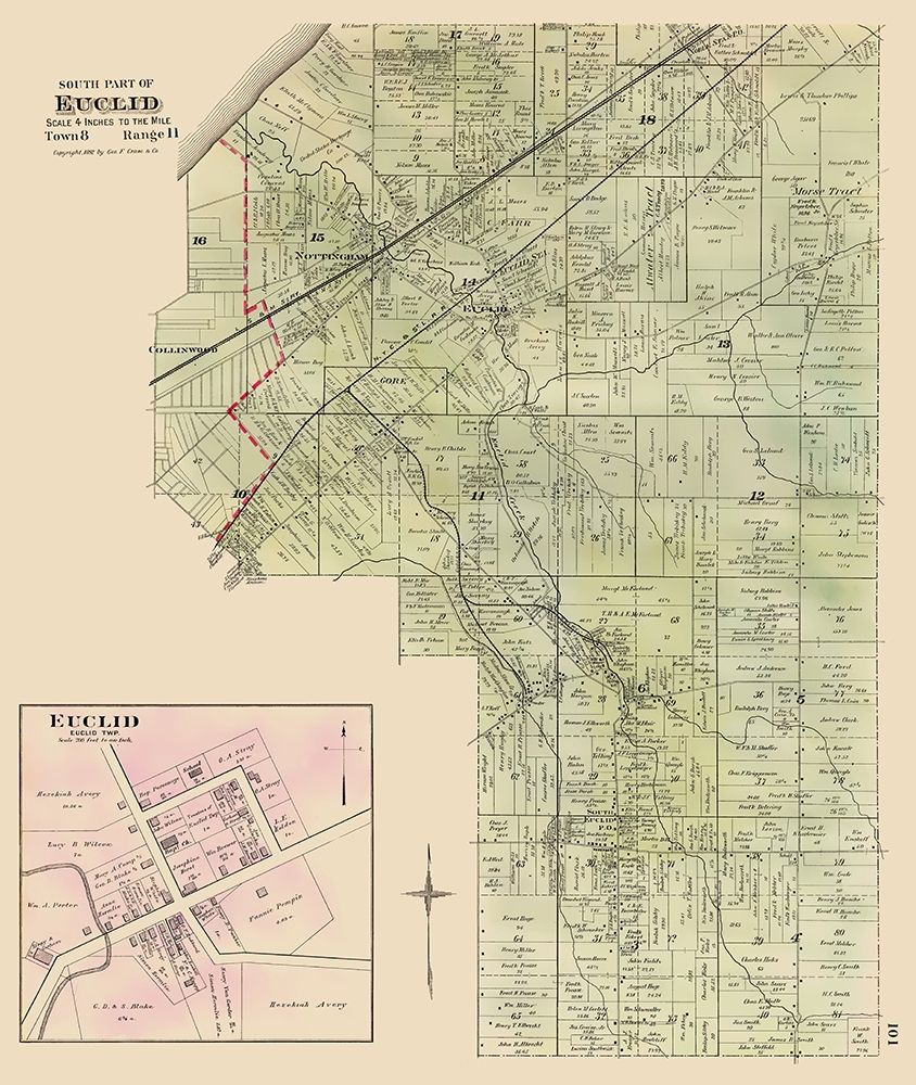 Euclid, Southern Ohio Landowner - Cram 1892 art print by Cram for $57.95 CAD